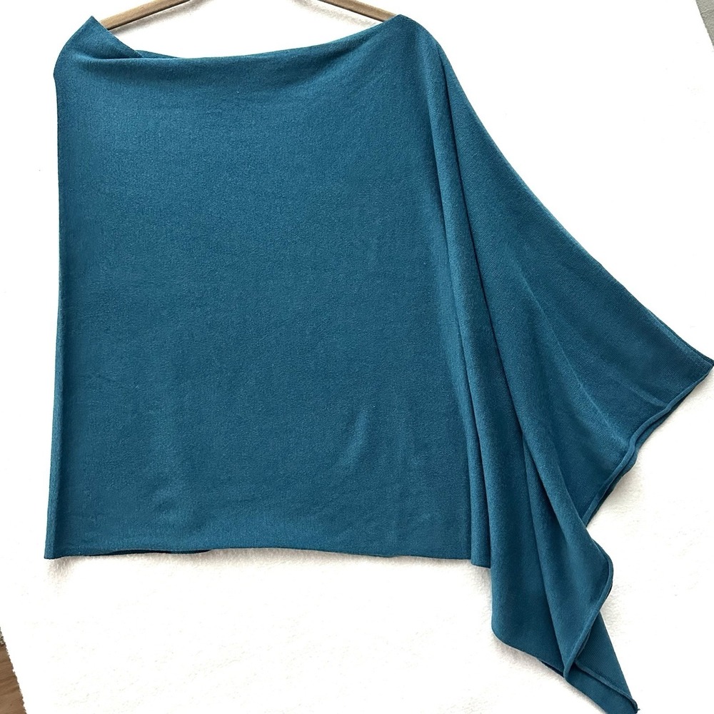 Kerisma Eden II Poncho Teal O/S Knit Topper Cozy Minimalist Boho Chic Versatile